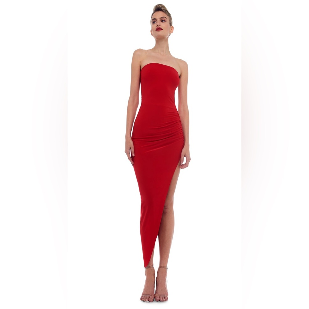 Norma Kamali STRAPLESS SIDE DRAPE GOWN